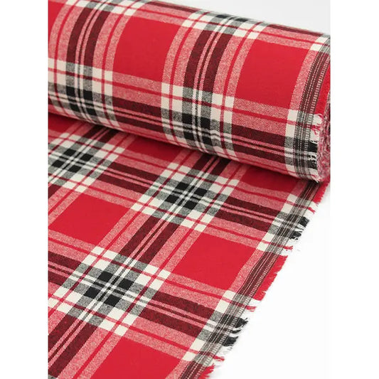 Brushed Cotton Flannel Fabric - Fireside Plaid Red – Truro Fabrics