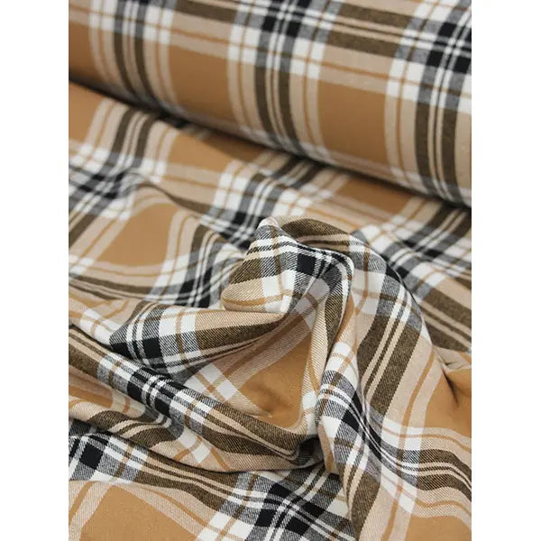 Brushed Cotton Flannel Fabric - Fireside Plaid Toffee – view 3 – Truro Fabrics
