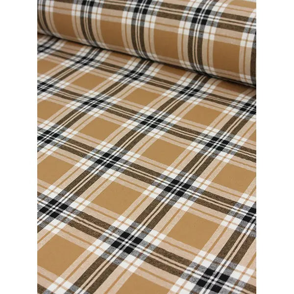 Brushed Cotton Flannel Fabric - Fireside Plaid Toffee – view 2 – Truro Fabrics