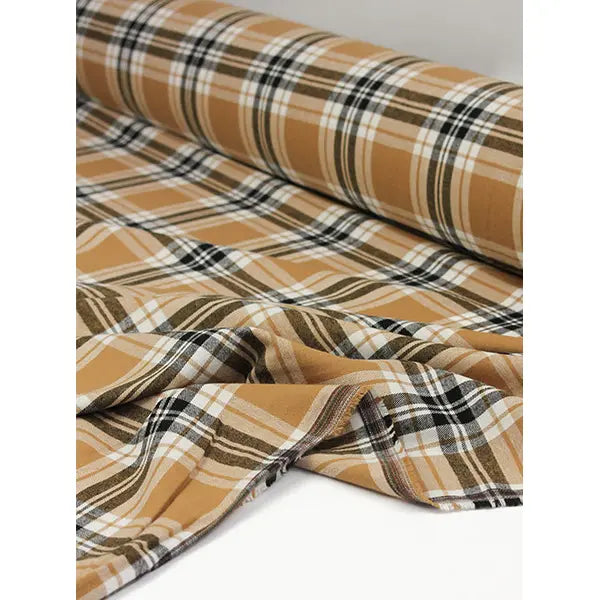 Brushed Cotton Flannel Fabric - Fireside Plaid Toffee – view 4 – Truro Fabrics