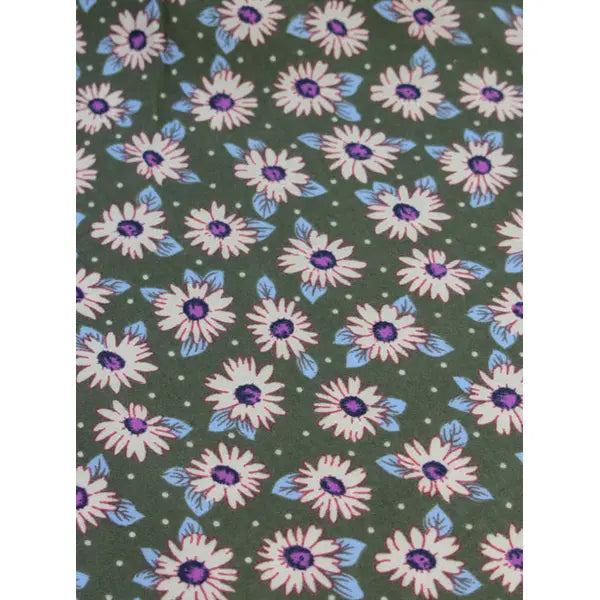 Brushed Cotton Twill Fabric – Daisy Days Khaki – view 5 – Truro Fabrics