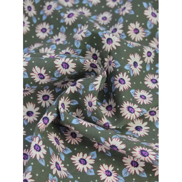 Brushed Cotton Twill Fabric – Daisy Days Khaki – Truro Fabrics