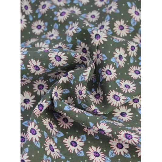 Brushed Cotton Twill Fabric – Daisy Days Khaki – Truro Fabrics