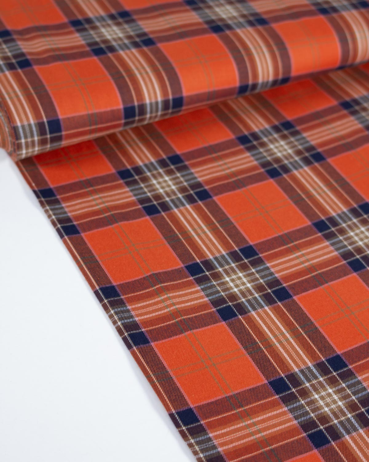 Brushed Cotton Twill Fabric - Orangewood Plaid