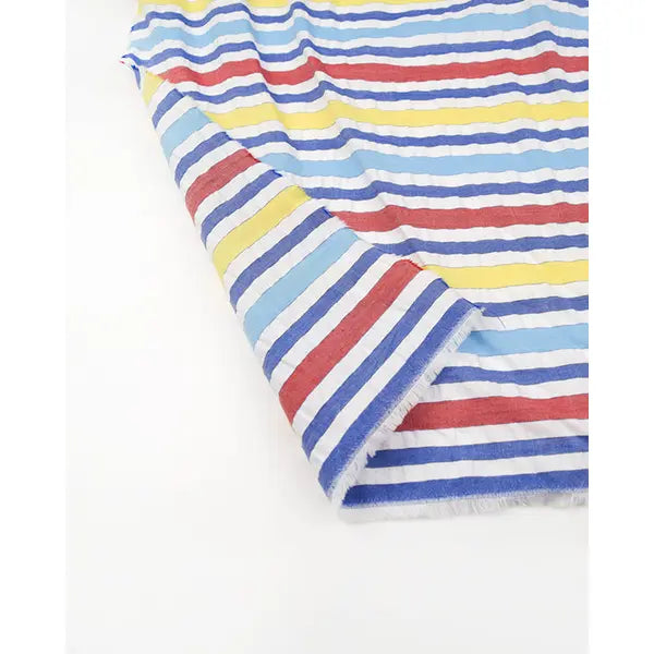 Bubble Cotton Seersucker Fabric - Seaside Stripe – view 3 – Truro Fabrics