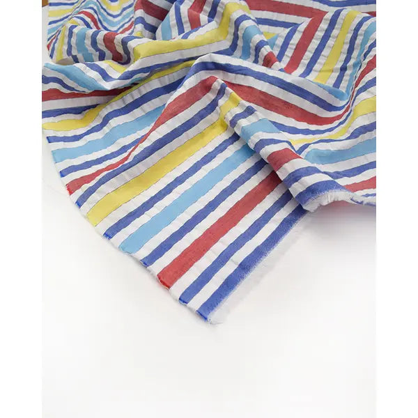 Bubble Cotton Seersucker Fabric - Seaside Stripe – view 2 – Truro Fabrics