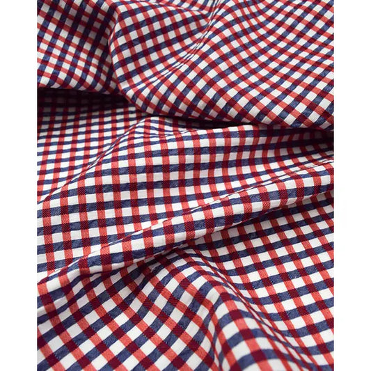 Bubble Gingham Cotton Seersucker Fabric - Red & Navy – Truro Fabrics