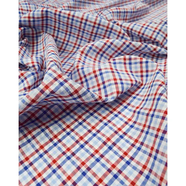 Bubble Gingham Cotton Seersucker Fabric - Red White & Blue – Truro Fabrics