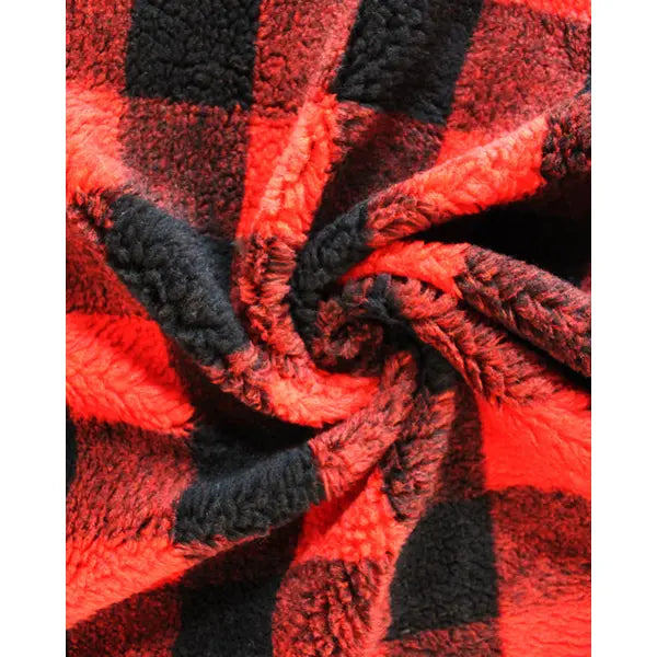 Buffalo Check Sherpa Fleece Fabric - Red – view 2 – Truro Fabrics