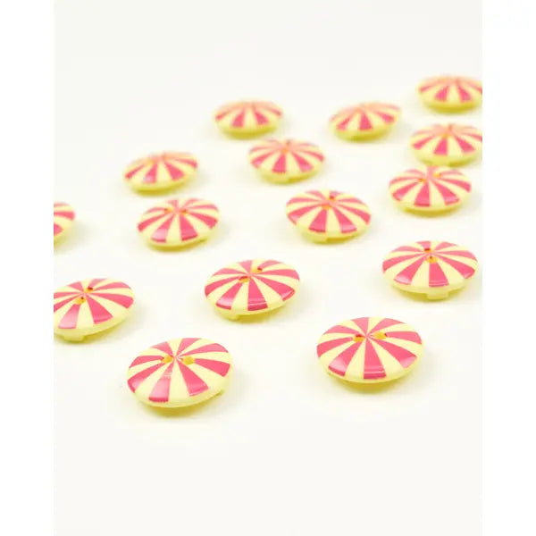 Button - Kaffe Fassett - Radiate - Pink & Yellow - 15mm – view 2 – Truro Fabrics
