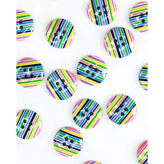Button - Stripey Circle - Allsorts - 18mm – Truro Fabrics