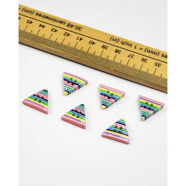 Button - Stripey Triangle - Allsorts - 20mm – view 2 – Truro Fabrics