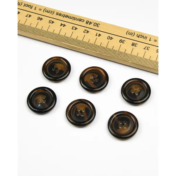 Button - Tortoise Shell Tabby - 22mm – view 2 – Truro Fabrics