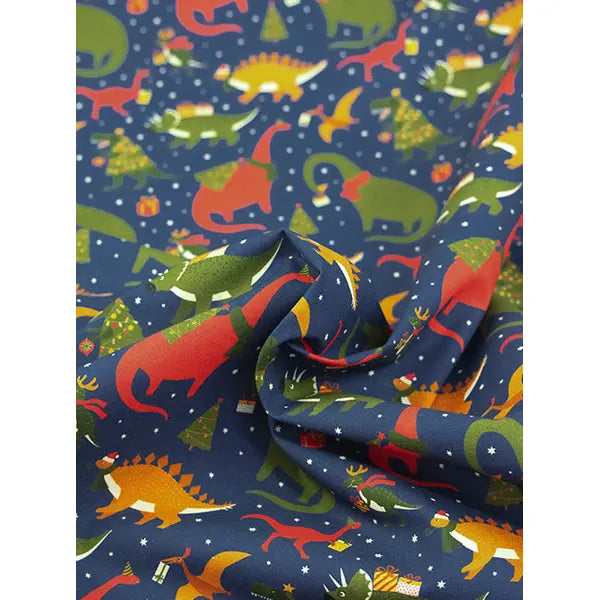Christmas Cotton Fabric - Jurassic Jingle – view 3 – Truro Fabrics
