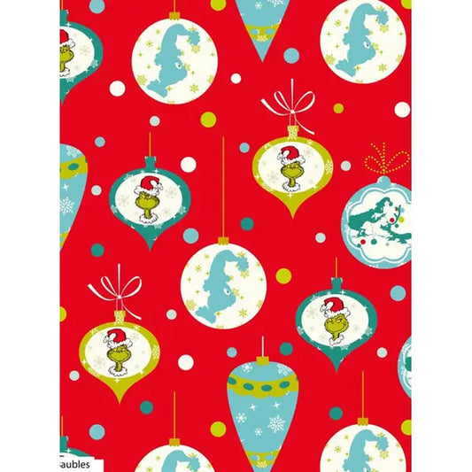 Christmas Patchwork Cotton Fabric - Grinchy Baubles – Truro Fabrics