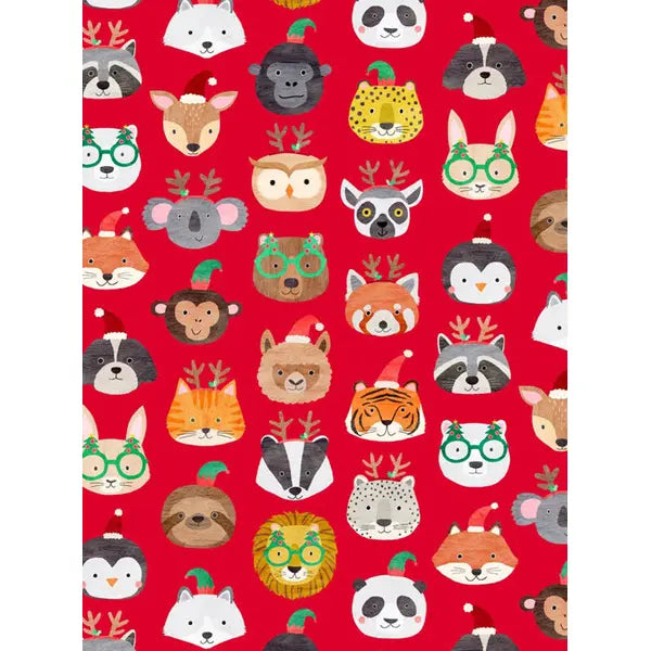 Christmas Patchwork Cotton Fabric - Merry Menagerie – Holiday Critters Red – Truro Fabrics