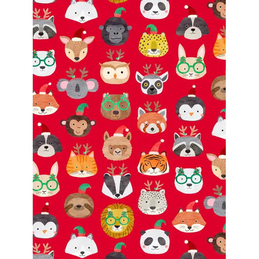 Christmas Patchwork Cotton Fabric - Merry Menagerie – Holiday Critters Red – Truro Fabrics