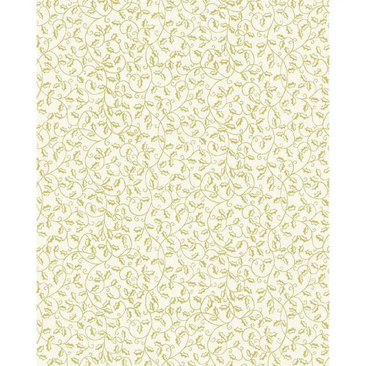 Christmas Patchwork Cotton Fabric - Festive Foliage - Holly Scroll Cream – Truro Fabrics