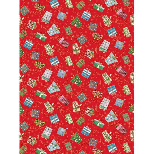 Christmas Patchwork Fabric - Jolly St Nick - Gifts Red – Truro Fabrics