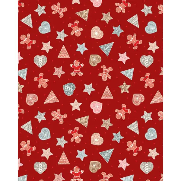 Christmas Patchwork Fabric - Gingerbread Season - Cookie Scatter Red – Truro Fabrics