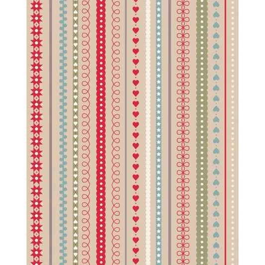 Christmas Patchwork Fabric - Gingerbread Season - Festive Stripes Butterscotch – Truro Fabrics