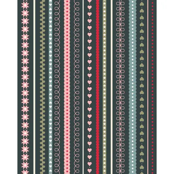 Christmas Patchwork Fabric - Gingerbread Season - Festive Stripes Coal – Truro Fabrics