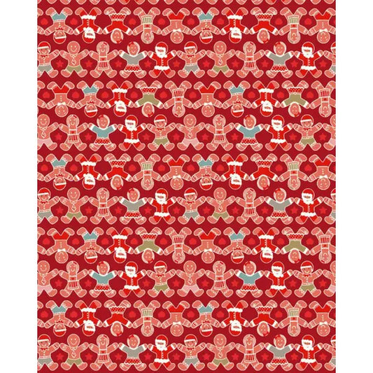 Christmas Patchwork Fabric - Gingerbread Season - Gingerbread Family Red – Truro Fabrics