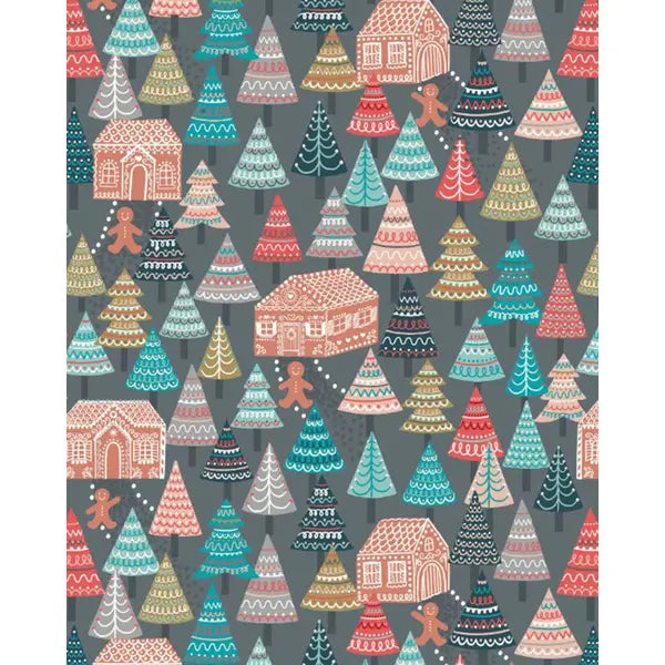 Christmas Patchwork Fabric - Gingerbread Season - Gingerbread Forest Grey – Truro Fabrics