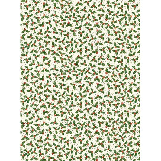 Christmas Patchwork Fabric - Jolly St Nick - Holly Berry Cream – Truro Fabrics