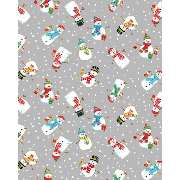 Christmas Patchwork Cotton Fabric - Merry Christmas - Scatter Snowmen Silver – Truro Fabrics