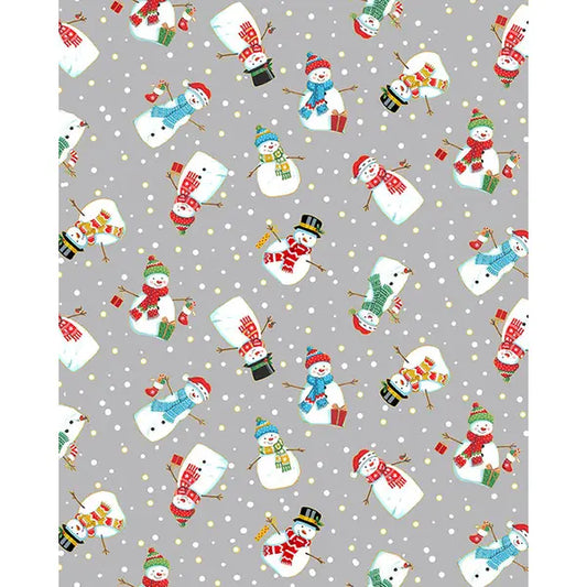 Christmas Patchwork Cotton Fabric - Merry Christmas - Scatter Snowmen Silver – Truro Fabrics