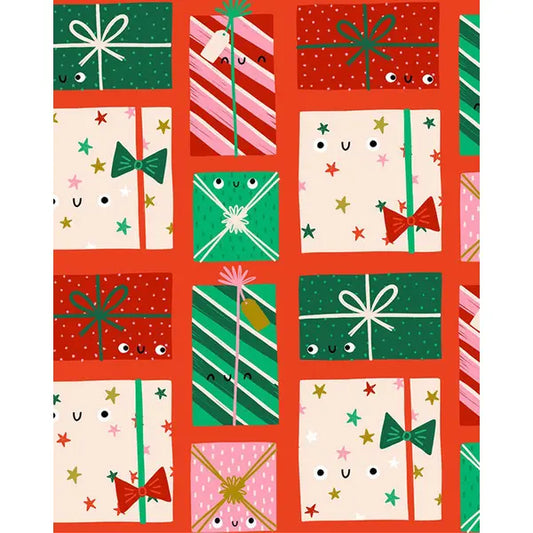 Christmas Patchwork Fabric - Oh What Fun! - Happy Presents – Truro Fabrics