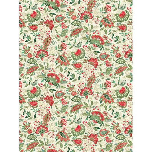 Christmas Patchwork Fabric - Good Tidings - Sarasa Cream – Truro Fabrics