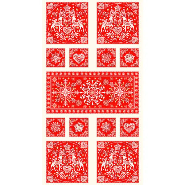 Christmas Patchwork Cotton Fabric - Scandi Christmas - Table Top Panel – Truro Fabrics