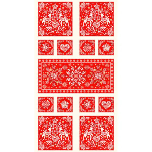 Christmas Patchwork Cotton Fabric - Scandi Christmas - Table Top Panel – Truro Fabrics
