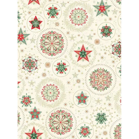 Christmas Patchwork Fabric - Good Tidings - Snow Crystal Cream – Truro Fabrics