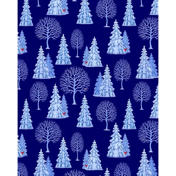 Christmas Patchwork Cotton Fabric - Tomten's Village - Tomten Trees Blue – Truro Fabrics