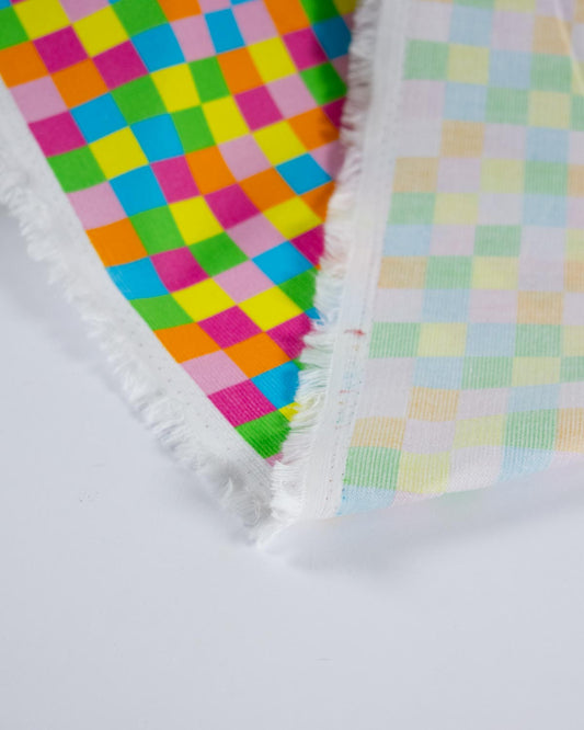Printed Cotton Babycord Fabric - Disco Dancefloor