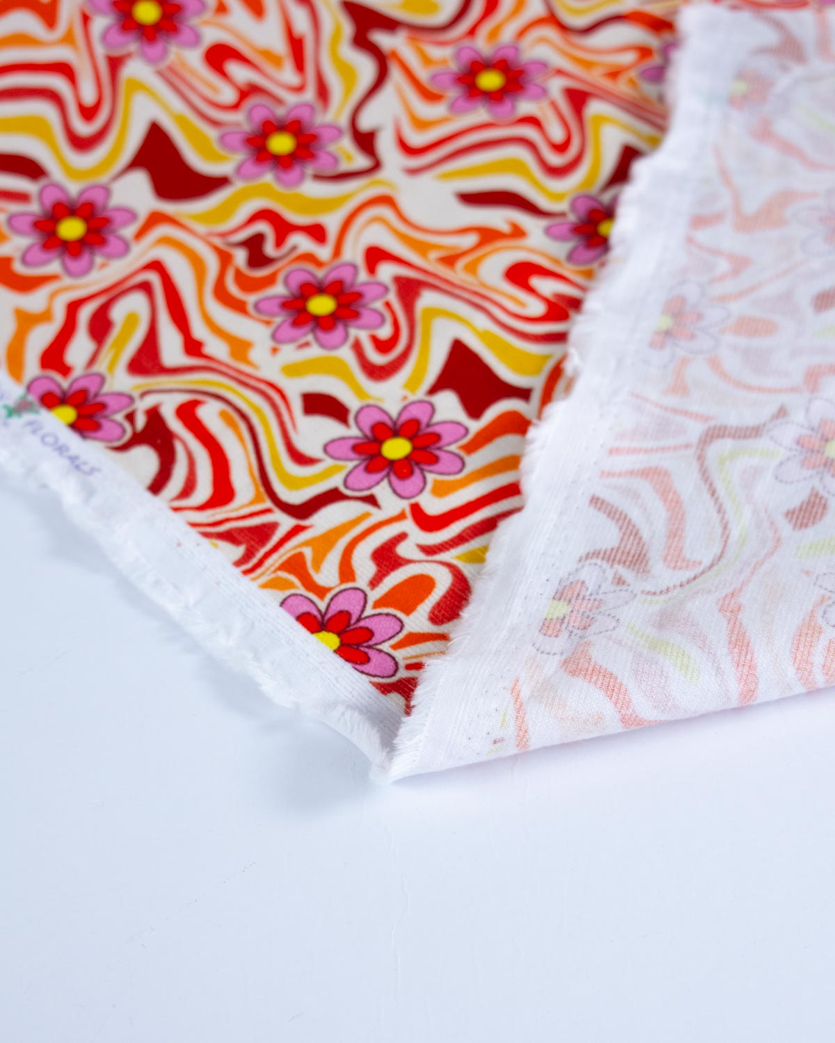 Printed Cotton Babycord Fabric - Groovy Bloom