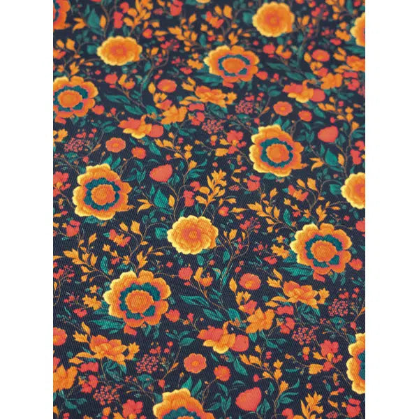 Cotton Babycord Fabric - Midnight Marigolds – view 3 – Truro Fabrics