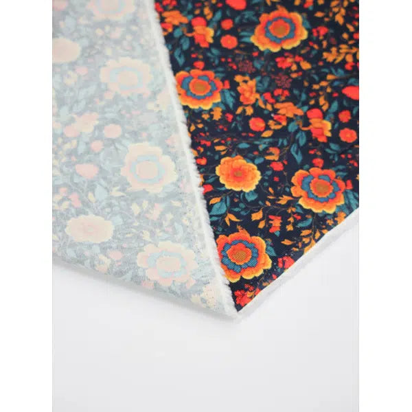 Cotton Babycord Fabric - Midnight Marigolds – view 4 – Truro Fabrics
