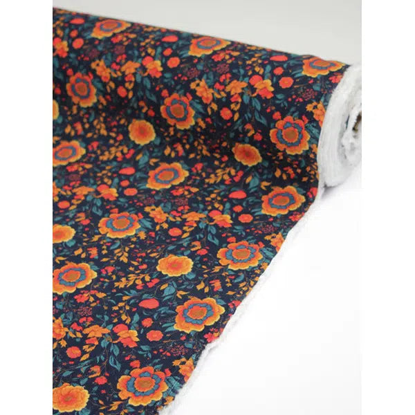 Cotton Babycord Fabric - Midnight Marigolds – Truro Fabrics
