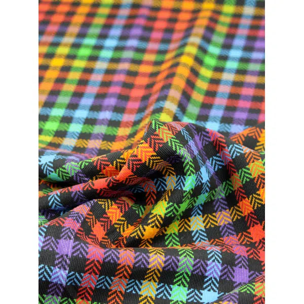 Cotton Babycord Fabric - Rainbow Check – view 3 – Truro Fabrics