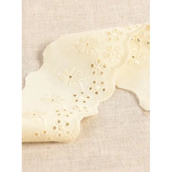 Cotton Broderie Lace Trim – 50mm – Arabesque Flower Cream – Truro Fabrics