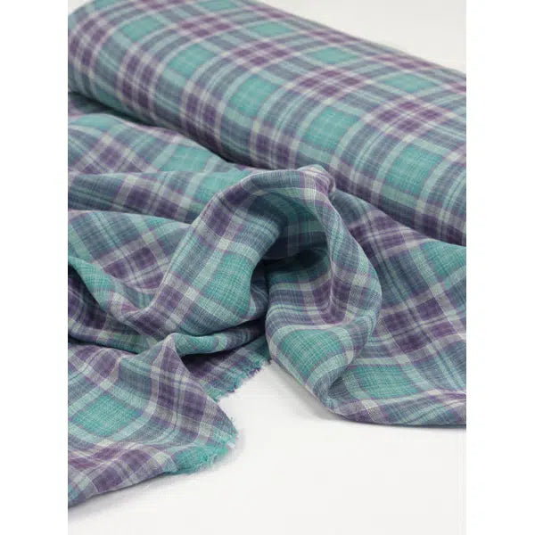 Cotton Double Gauze Fabric - Aquamarine Plaid – Truro Fabrics