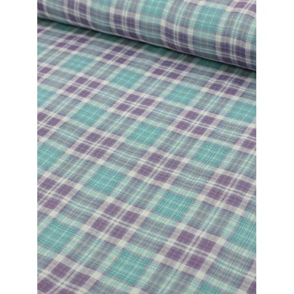 Cotton Double Gauze Fabric - Aquamarine Plaid – view 6 – Truro Fabrics