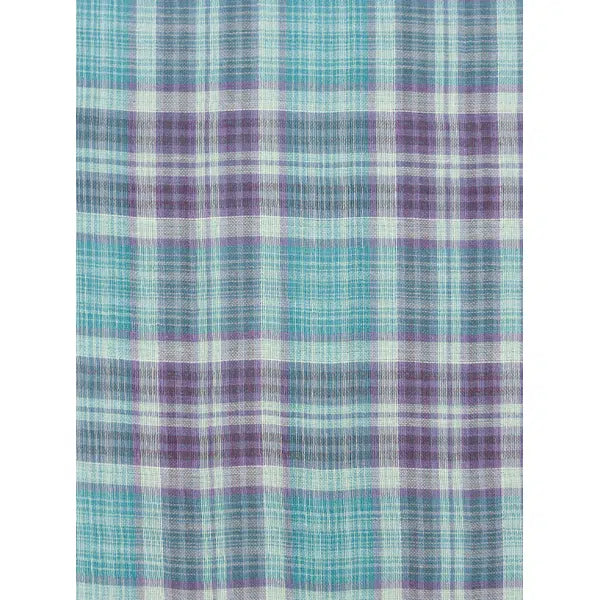 Cotton Double Gauze Fabric - Aquamarine Plaid – view 4 – Truro Fabrics