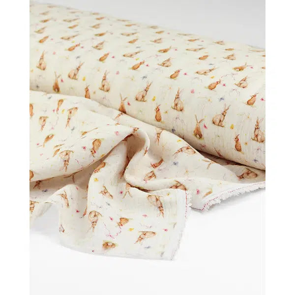 Cotton Double Gauze Fabric - Bunny Bows – view 4 – Truro Fabrics