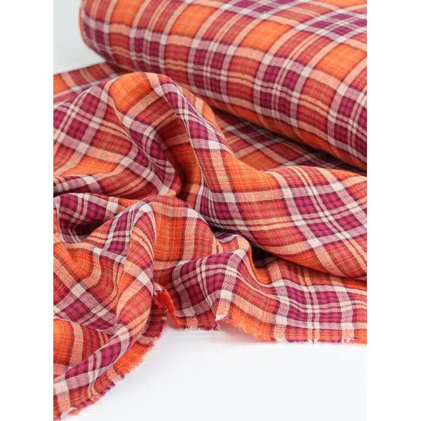 Cotton Double Gauze Fabric - Carnelian Plaid – Truro Fabrics