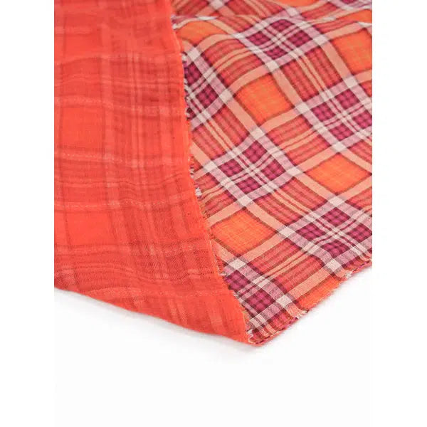 Cotton Double Gauze Fabric - Carnelian Plaid – view 3 – Truro Fabrics